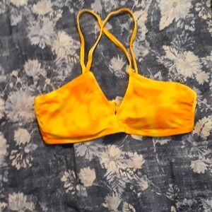 Vibrant Yellow Tie Dye VS Pink  Bikini Top